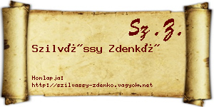 Szilvássy Zdenkó névjegykártya